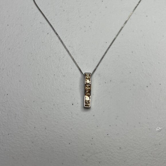 Sterling Silver Women's Necklace With Yellow CZ Pendant, 18" Cable Chain - Picture 7 of 16